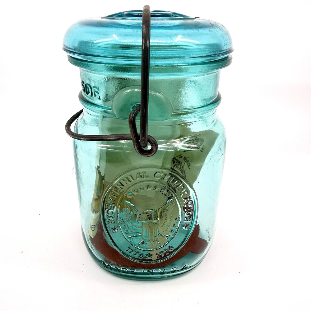Vtg Ball IDEAL Mason Jar W/ Wire Bail Lid Bicentennial 1976 NEW WITH INSERTS